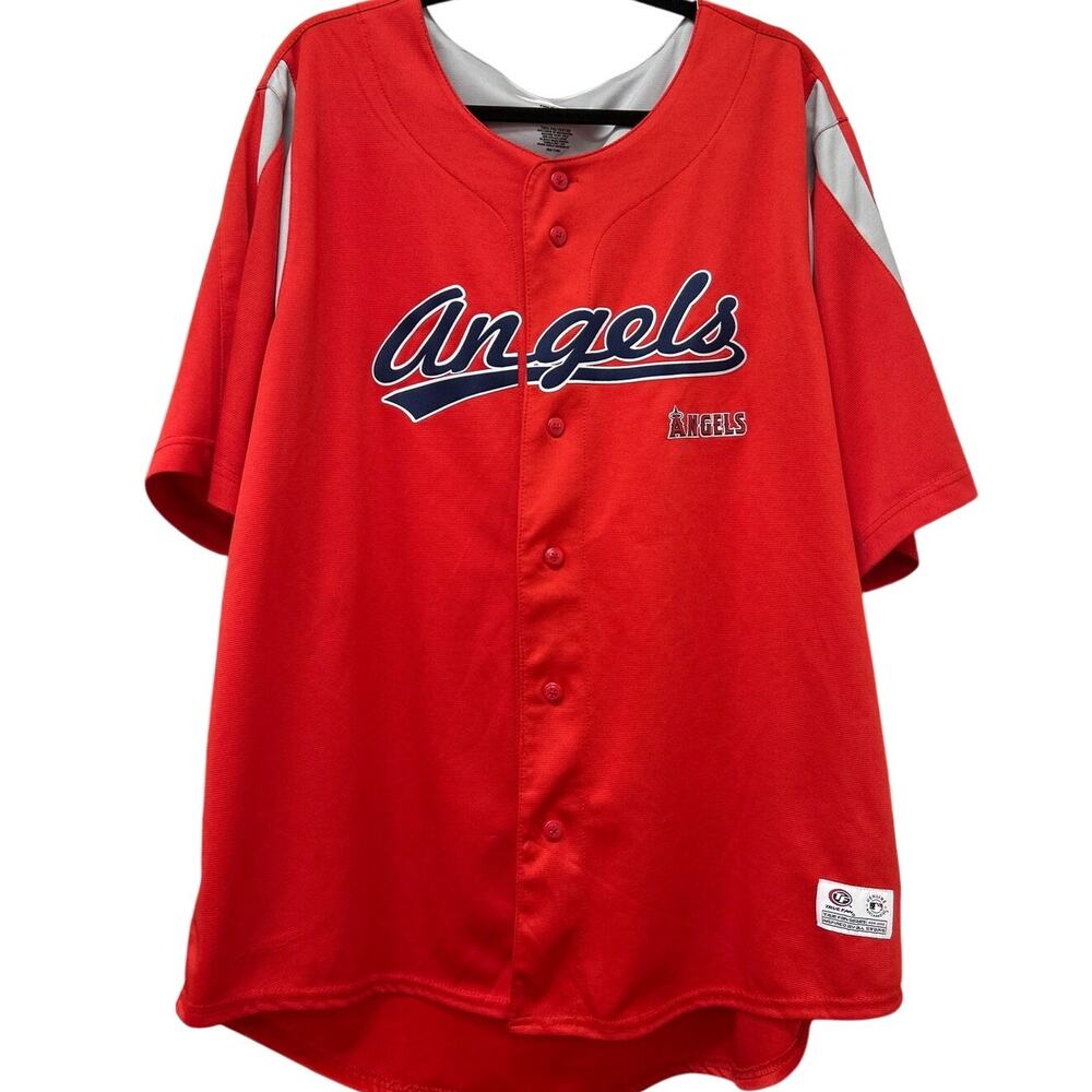 Los Angeles Angels True Fan MLB Jersey Red Button Front 2XL Blank Back